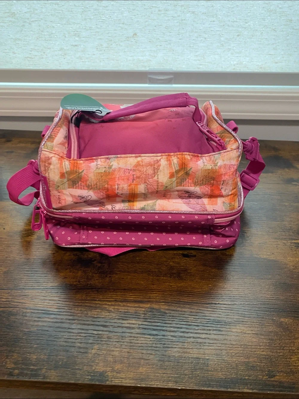 Pink Girls' Insulated Lunch Tote with Bicycle Girl Print Pink NWT